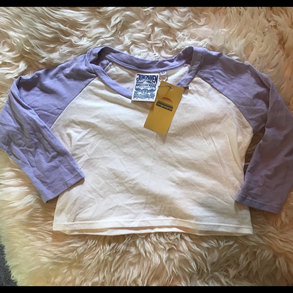 Jungmaven STONES CROPPED 3/4 SLEEVE RAGLAN  in misty lilac